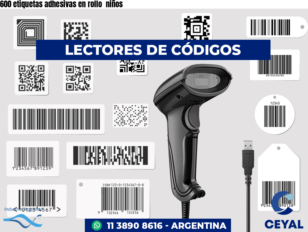 600 etiquetas adhesivas en rollo  niños