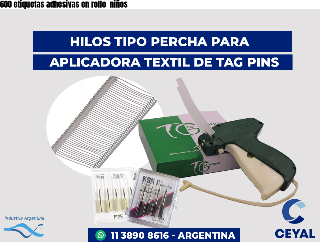 600 etiquetas adhesivas en rollo  niños