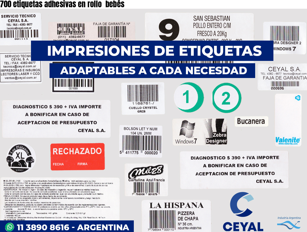 700 etiquetas adhesivas en rollo  bebés