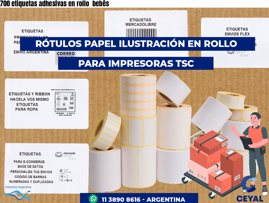 700 etiquetas adhesivas en rollo  bebés