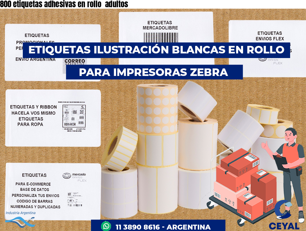 800 etiquetas adhesivas en rollo  adultos