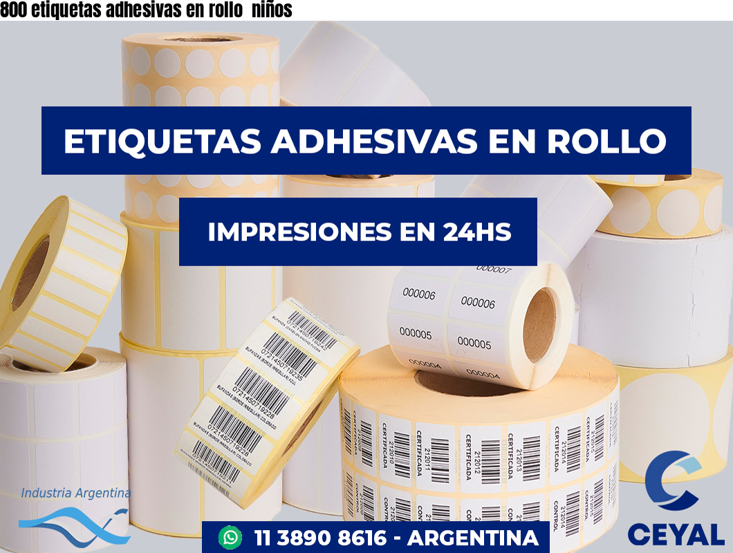 800 etiquetas adhesivas en rollo  niños