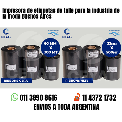 Impresora de etiquetas de talle para la industria de la moda Buenos Aires