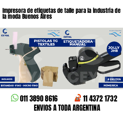 Impresora de etiquetas de talle para la industria de la moda Buenos Aires