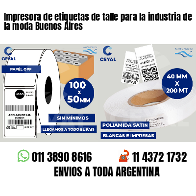 Impresora de etiquetas de talle para la industria de la moda Buenos Aires