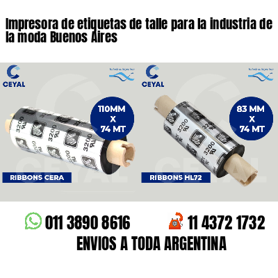 Impresora de etiquetas de talle para la industria de la moda Buenos Aires