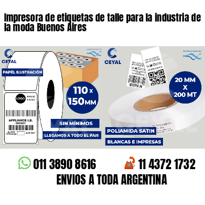 Impresora de etiquetas de talle para la industria de la moda Buenos Aires
