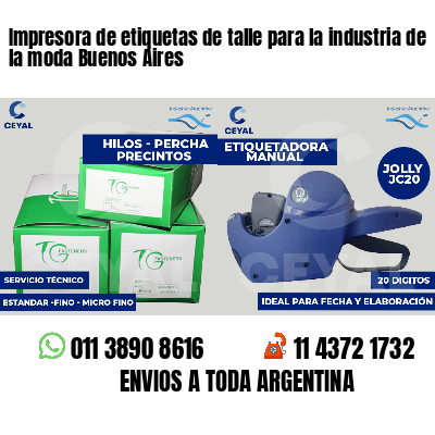 Impresora de etiquetas de talle para la industria de la moda Buenos Aires