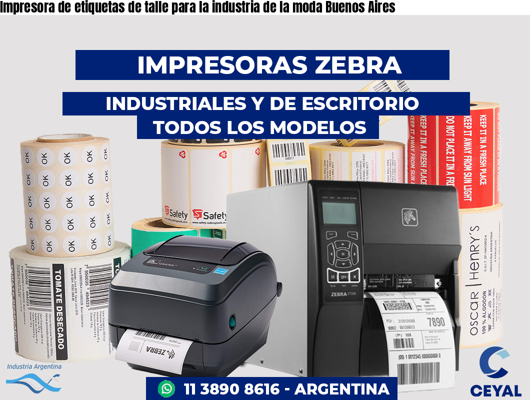 Impresora de etiquetas de talle para la industria de la moda Buenos Aires