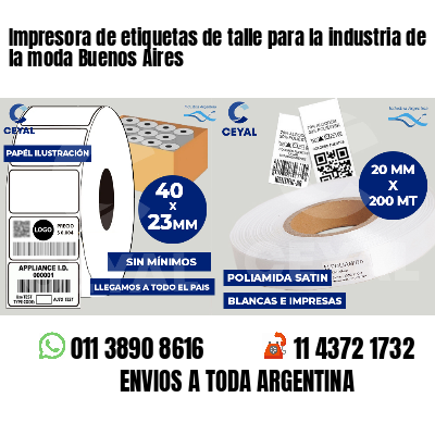 Impresora de etiquetas de talle para la industria de la moda Buenos Aires