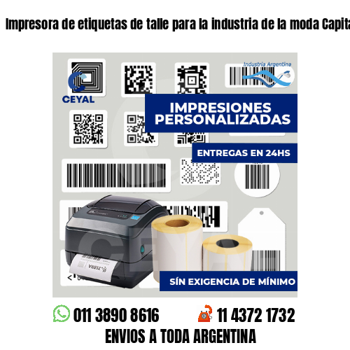 Impresora de etiquetas de talle para la industria de la moda Capital Federal