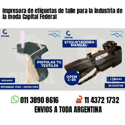 Impresora de etiquetas de talle para la industria de la moda Capital Federal