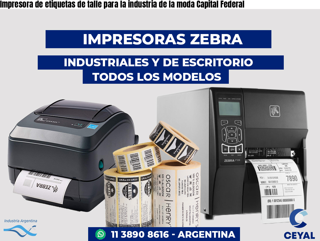 Impresora de etiquetas de talle para la industria de la moda Capital Federal