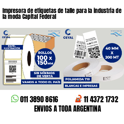 Impresora de etiquetas de talle para la industria de la moda Capital Federal