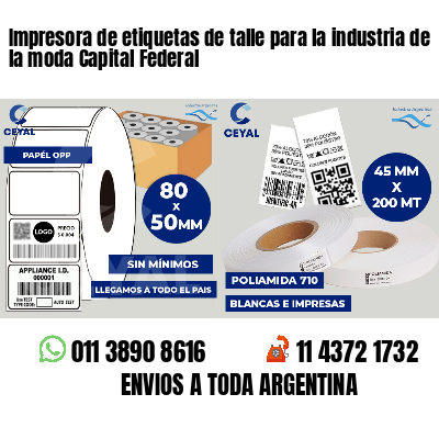 Impresora de etiquetas de talle para la industria de la moda Capital Federal