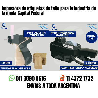 Impresora de etiquetas de talle para la industria de la moda Capital Federal