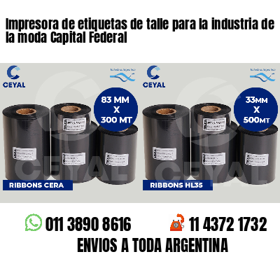 Impresora de etiquetas de talle para la industria de la moda Capital Federal