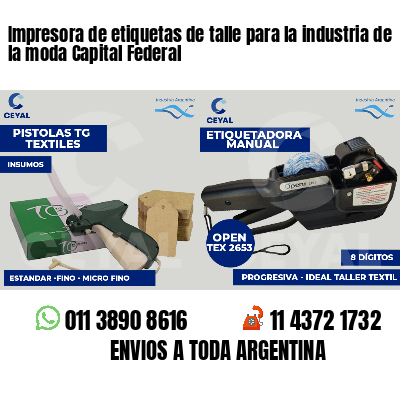 Impresora de etiquetas de talle para la industria de la moda Capital Federal