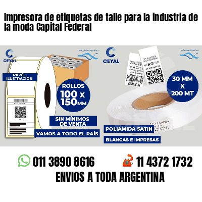 Impresora de etiquetas de talle para la industria de la moda Capital Federal