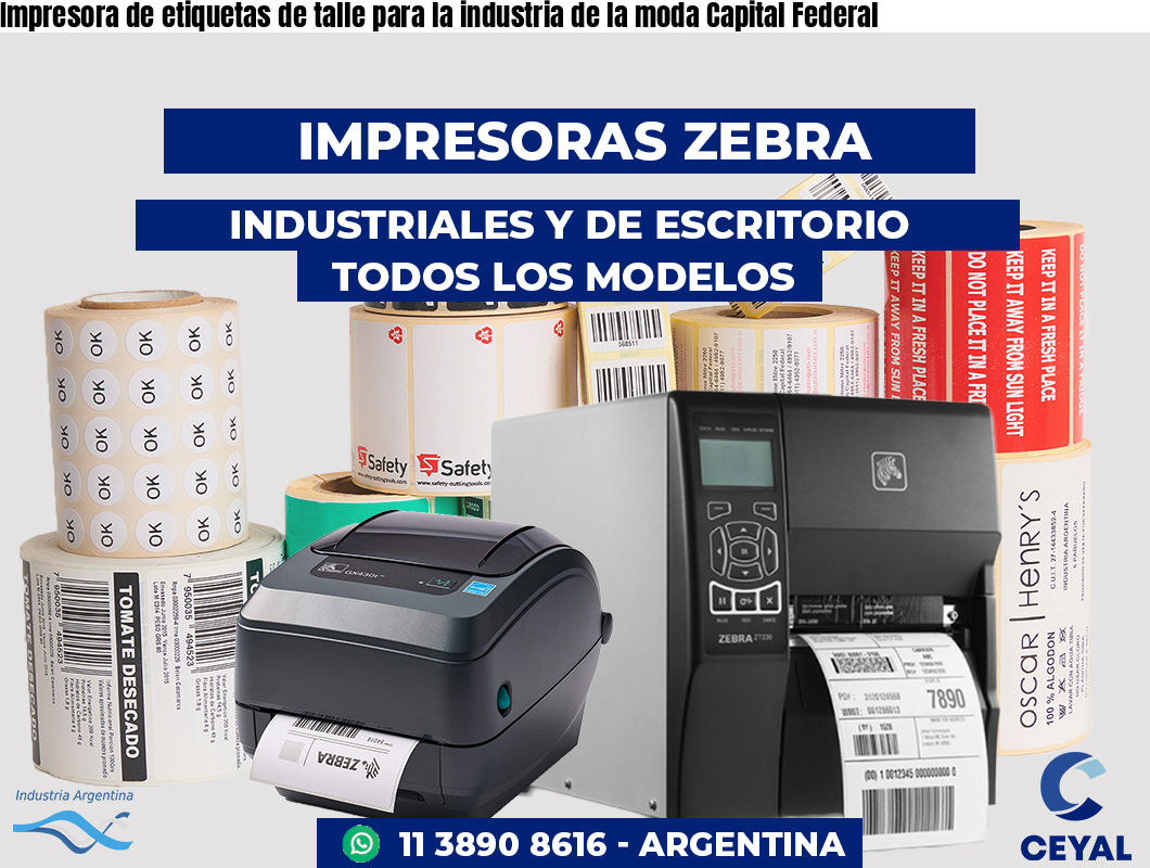 Impresora de etiquetas de talle para la industria de la moda Capital Federal