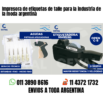 Impresora de etiquetas de talle para la industria de la moda argentina