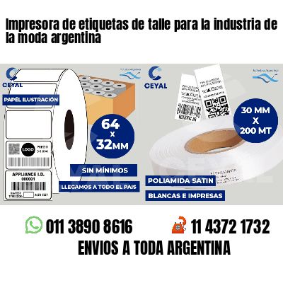 Impresora de etiquetas de talle para la industria de la moda argentina