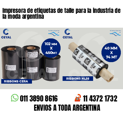 Impresora de etiquetas de talle para la industria de la moda argentina