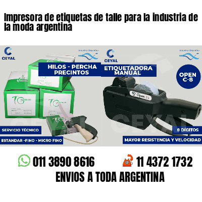 Impresora de etiquetas de talle para la industria de la moda argentina