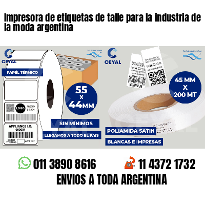 Impresora de etiquetas de talle para la industria de la moda argentina
