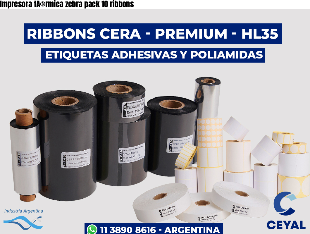 Impresora tÃ©rmica zebra pack 10 ribbons