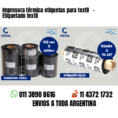 Impresora térmica etiquetas para textil - Etiquetado textil