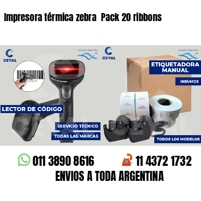 Impresora térmica zebra Pack 20 ribbons