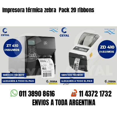 Impresora térmica zebra Pack 20 ribbons