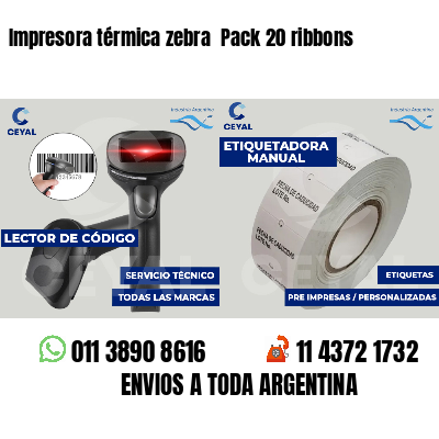 Impresora térmica zebra Pack 20 ribbons