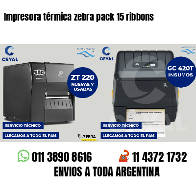 Impresora térmica zebra pack 15 ribbons