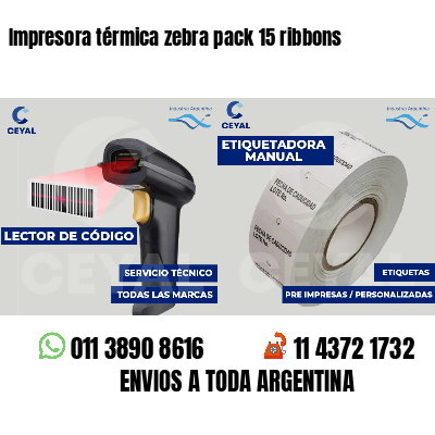 Impresora térmica zebra pack 15 ribbons