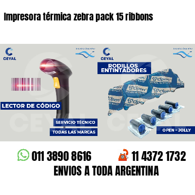 Impresora térmica zebra pack 15 ribbons
