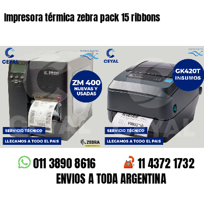 Impresora térmica zebra pack 15 ribbons