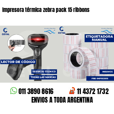 Impresora térmica zebra pack 15 ribbons
