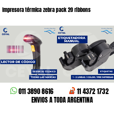Impresora térmica zebra pack 20 ribbons