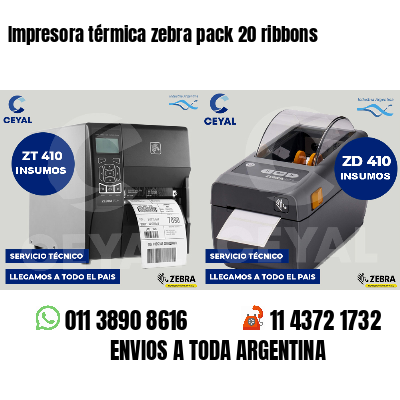 Impresora térmica zebra pack 20 ribbons