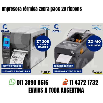 Impresora térmica zebra pack 20 ribbons