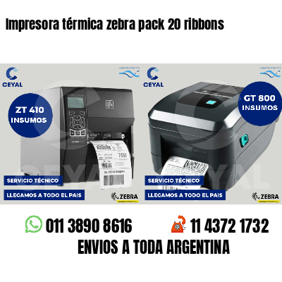 Impresora térmica zebra pack 20 ribbons