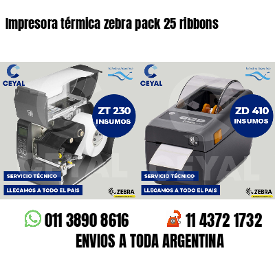 Impresora térmica zebra pack 25 ribbons