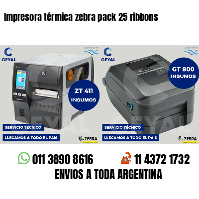 Impresora térmica zebra pack 25 ribbons