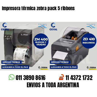 Impresora térmica zebra pack 5 ribbons