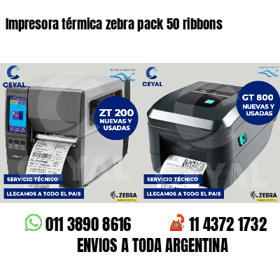 Impresora térmica zebra pack 50 ribbons