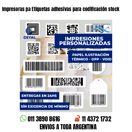 Impresoras pa Etiquetas adhesivas para codificación stock