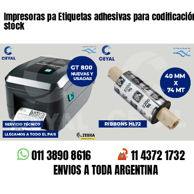 Impresoras pa Etiquetas adhesivas para codificación stock