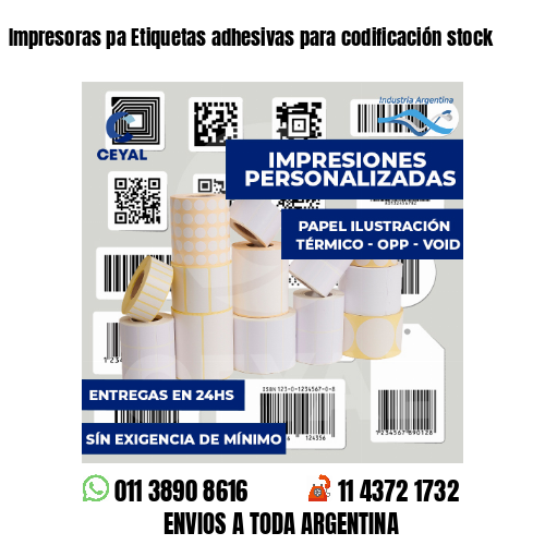 Impresoras pa Etiquetas adhesivas para codificación stock